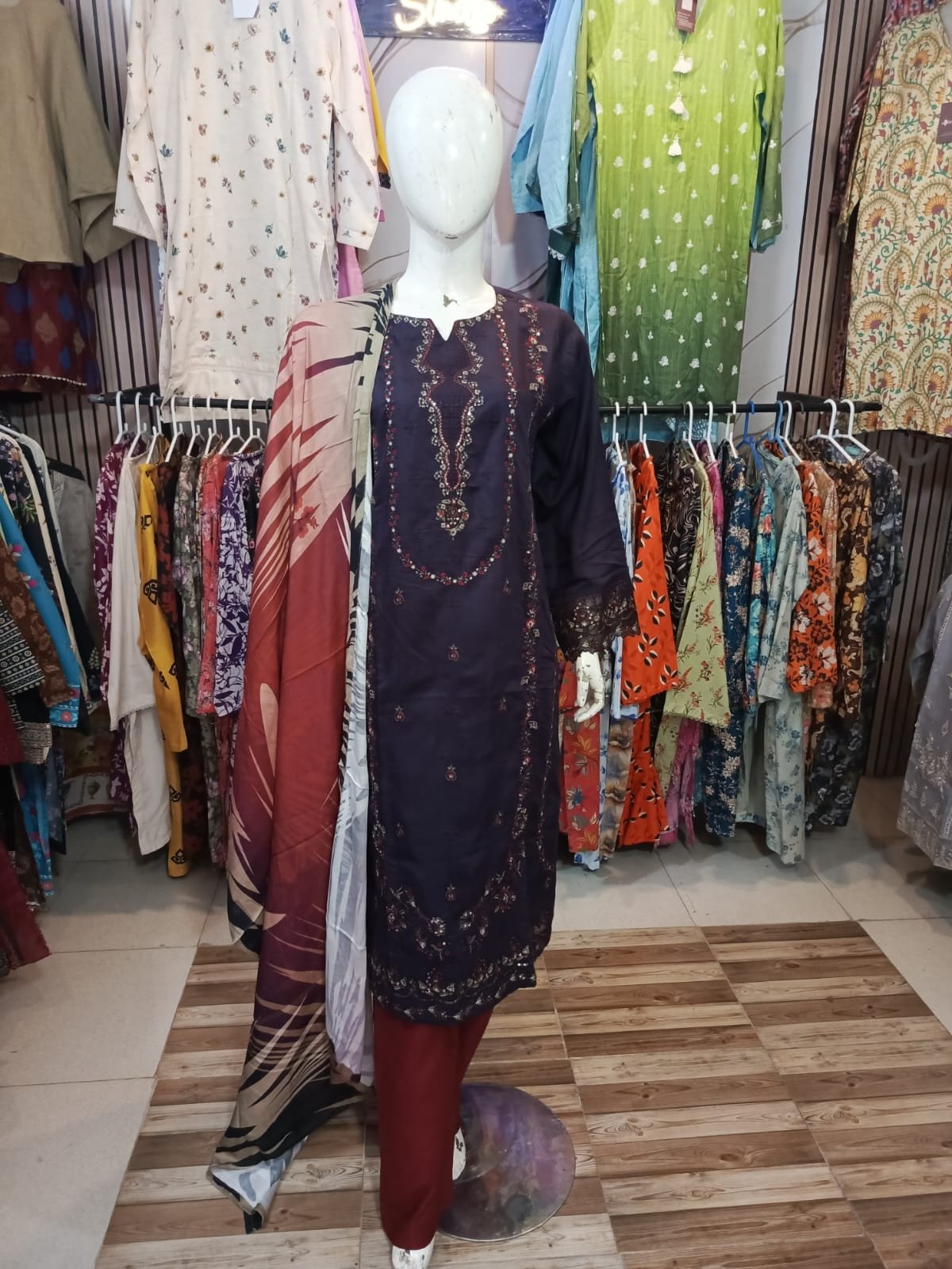 Royal Plum Embroidered - Back View